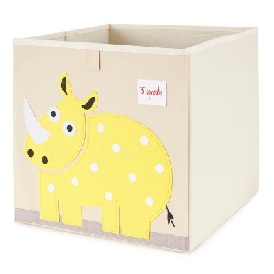 3 Sprouts Large 13 Inch Square Children's Foldable Fabric Storage Cube Organizer Box Soft Toy Bin 2 Piece Bundle With Blue Cat And Yellow Rhino Design 3 3 Sprouts Large 13 Inch Square Children's Foldable Fabric Storage Cube Organizer Box Soft Toy Bin 2 Piece Bundle With Blue Cat And Yellow Rhino Design - Image 3