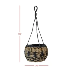 Hanging Basket Black Woven Seagrass & Rope By Foreside Home & Garden -IRIS Storage Deals Store GUEST 9b1387b9 cb3e 479c 9464 92b7064381ab