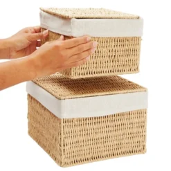 Juvale Juvale 2-Pack Storage Basket With Lids, Wicker Shelf Baskets For Bathroom Organization And Home Décor (2 Sizes) -IRIS Storage Deals Store GUEST 9be90d6a 7310 4483 9310 94235350146a