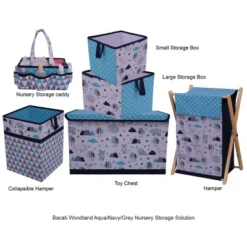 Bacati - Woodlands Aqua/Navy/Gray Boys Cotton Storage Box Small -IRIS Storage Deals Store GUEST 9c08a468 ae03 4cc9 b769 1b5eb2cde407
