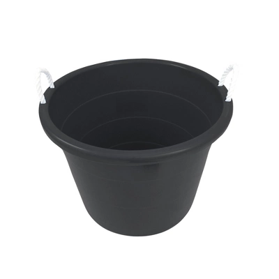 Homz Multipurpose 17 Gallon Plastic Open-Top Storage Round Utility Tub With Rope Handles For Indoor Or Outdoor Home Organization, Black (2 Pack) 3 Homz Multipurpose 17 Gallon Plastic Open-Top Storage Round Utility Tub With Rope Handles For Indoor Or Outdoor Home Organization, Black (2 Pack) - Image 3
