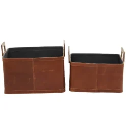 Set Of 2 Large Leather Storage Baskets Brown - Olivia & May -IRIS Storage Deals Store GUEST 9cb2ec77 6a44 4558 ac07 7a1b25b72179