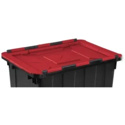 Sterilite 12 Gallon/45 Liter Hinged Lid Industrial Tote, Red Lid (12 Pack) -IRIS Storage Deals Store GUEST 9da66954 387c 4086 a731 be02424a1dbf 1