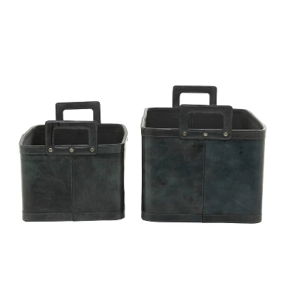 Set Of 2 Storage Baskets Dark Brown - Olivia & May 4 Set Of 2 Storage Baskets Dark Brown - Olivia & May - Image 4