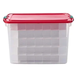 Homz 112 Quart Stackable Durable Plastic Clear Base Holiday Storage Container Tote Box With Latching Carry Handles And Dividers, Clear (4 Pack) 6 Homz 112 Quart Stackable Durable Plastic Clear Base Holiday Storage Container Tote Box With Latching Carry Handles And Dividers, Clear (4 Pack) -IRIS Storage Deals Store GUEST 9e1837aa 50a5 449e 9018 177f9f56f4e0 1