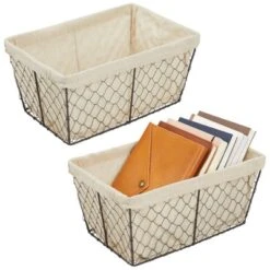 MDesign Medium Chicken Wire Basket With Fabric Liner -IRIS Storage Deals Store GUEST 9e60348b 8793 49f5 a3af 21e8bf999730