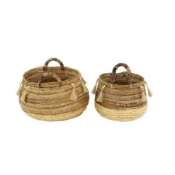 2pk Large Round Leaf Storage Baskets Natural/Beige - Olivia & May -IRIS Storage Deals Store GUEST 9e636d19 cb2f 4d4f 8761 1a3a4a88ab9b