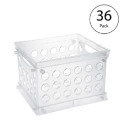 Sterilite Convenient Miniature Square Small Multi Functional Storage Solution Organizing Crate For Bedrooms, Offices, And Dorms, Clear (36 Pack)