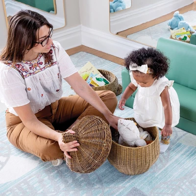 Kaplan Early Learning Acorn Washable Wicker Floor Basket 1 Kaplan Early Learning Acorn Washable Wicker Floor Basket