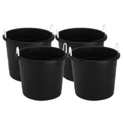 Homz 18 Gallon Durable Plastic Utility Storage Bucket Tub Organizers With Strong Rope Handles For Indoor And Outdoor Use, Black -IRIS Storage Deals Store GUEST a167e586 2f89 4a14 ae90 c189489f4c71