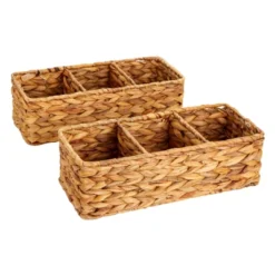 Farmlyn Creek 2 Pack Decorative Water Hyacinth Storage Baskets With 3 Compartments For Bathroom, Laundry Room, Nursery -IRIS Storage Deals Store GUEST a1bbbcce b14a 42df b1f4 10afe14d09f0
