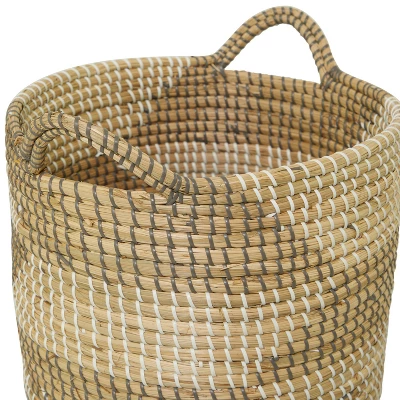Set Of 3 Seagrass Storage Baskets Natural - Olivia & May 3 Set Of 3 Seagrass Storage Baskets Natural - Olivia & May - Image 3