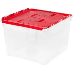 IRIS USA Ornament Storage Box, Plastic Organization Container Bin, Clear/Red -IRIS Storage Deals Store GUEST a2ca9f8c 0ecd 491d 94b4 cfe7dcb01df5
