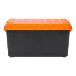 IRIS 3pk 82 Qt Store-it-All Container Black With Orange Lids And Buckles -IRIS Storage Deals Store GUEST a302d2ca a7e7 4ab0 b571 cf8c254ecce7