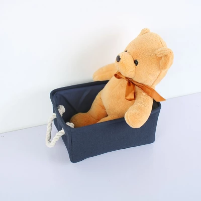 Unique Bargains Home Closet Cotton Fabric Decorative Storage Bin Small Dark Blue 1 Pc 3 Unique Bargains Home Closet Cotton Fabric Decorative Storage Bin Small Dark Blue 1 Pc - Image 3