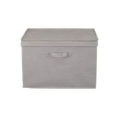 Household Essentials Set Of 2 Wide Storage Boxes With Lids Silver Linen -IRIS Storage Deals Store GUEST a41c729c 3d5e 47eb a9ac fb78835f1123