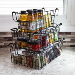 Set Of 3 Storage Bins - Basket Set For Toy, Kitchen, Closet, And Bathroom Storage - Small, Medium, And Large Shelf Organizers By Home-Complete (Black) -IRIS Storage Deals Store GUEST a428da93 9d0d 48b0 92e6 127554b513e5