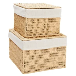 Juvale Juvale 2-Pack Storage Basket With Lids, Wicker Shelf Baskets For Bathroom Organization And Home Décor (2 Sizes) -IRIS Storage Deals Store GUEST a4957b5b c5ac 4fba be44 c706cfe1fb74