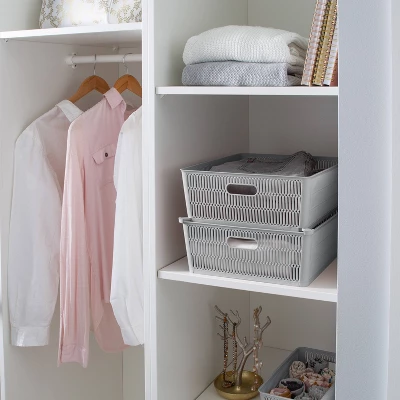 Simplify 2pk Large Slide And Stack Storage Shallow Totes Gray 13 Simplify 2pk Large Slide And Stack Storage Shallow Totes Gray - Image 13