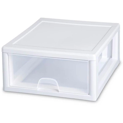 Sterilite 16 Quart Stackable Sturdy Plastic Storage Drawer Container For Home And Office Organization, Clear & White 8 Sterilite 16 Quart Stackable Sturdy Plastic Storage Drawer Container For Home And Office Organization, Clear & White - Image 8