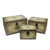 Northlight Set Of 3 Oriental-Style Brown And Cream Earth Tone Decorative Wooden Storage Boxes 22"