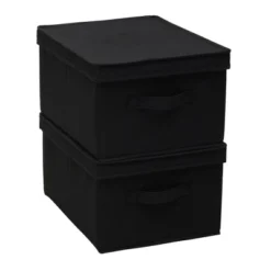 Household Essentials Set Of 2 Large Storage Boxes With Lids Black Linen -IRIS Storage Deals Store GUEST a6c843bc 824c 44ee ad72 f87867147760