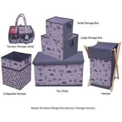 Bacati - Woodlands Gray/Beige Neutral Cotton Storage Box Small -IRIS Storage Deals Store GUEST a73ea471 63e6 42c0 ace4 ce6ba8519758 1