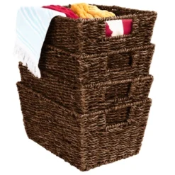 Best Choice Products Set Of 4 Multipurpose Stackable Seagrass Storage Laundry Organizer Baskets W/ Handles -IRIS Storage Deals Store GUEST a8d88ae4 3783 40f5 aad9 0982f42a1d92