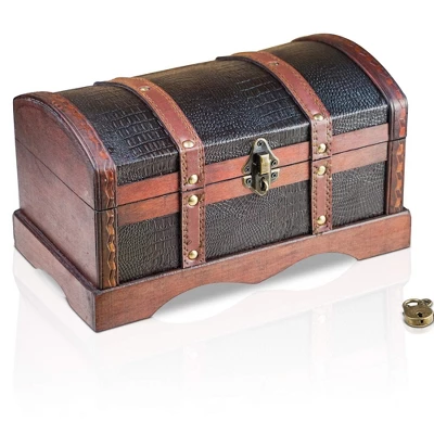 Brynnberg 15"x9.1"x10.6" Wooden Antique Treasure Chest Storage Box - Lockable 5 Brynnberg 15"x9.1"x10.6" Wooden Antique Treasure Chest Storage Box - Lockable - Image 5