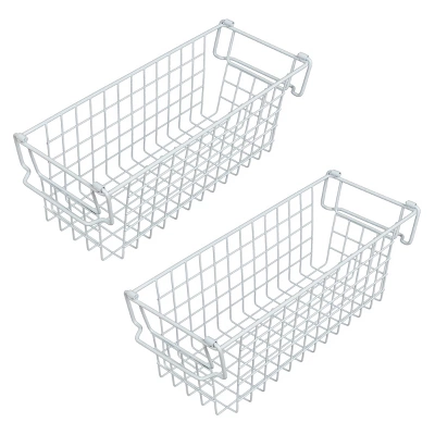 Set Of 2 Storage Bins - Basket Set For Toy, Kitchen, Bathroom, And Closet Storage - Small Shelf Organizers With Handles By Home-Complete (White) 7 Set Of 2 Storage Bins - Basket Set For Toy, Kitchen, Bathroom, And Closet Storage - Small Shelf Organizers With Handles By Home-Complete (White) - Image 7