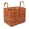 Mela Artisans Light Brown Large Woven Leather Basket