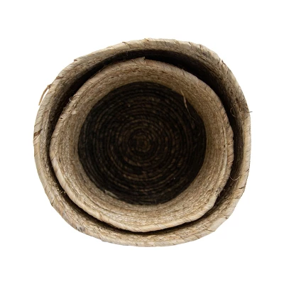 Set Of 2 Natural Woven Natural Corn Husk & Faux Raffia Basket - Foreside Home & Garden 4 Set Of 2 Natural Woven Natural Corn Husk & Faux Raffia Basket - Foreside Home & Garden - Image 4