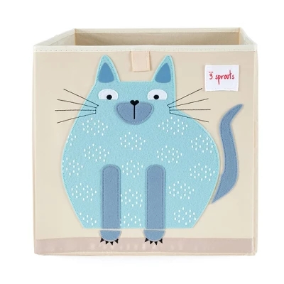3 Sprouts Large 13 Inch Square Children's Foldable Fabric Storage Cube Organizer Box Soft Toy Bin 2 Piece Bundle With Blue Cat, Pet Hedgehog Designs 3 3 Sprouts Large 13 Inch Square Children's Foldable Fabric Storage Cube Organizer Box Soft Toy Bin 2 Piece Bundle With Blue Cat, Pet Hedgehog Designs - Image 3