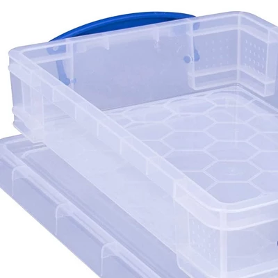 Really Useful Box 4 Liter Plastic Stackable Storage Container W/ Snap Lid & Built-In Clip Lock Handles For Home & Office Organization, Clear (10 Pack) 4 Really Useful Box 4 Liter Plastic Stackable Storage Container W/ Snap Lid & Built-In Clip Lock Handles For Home & Office Organization, Clear (10 Pack) - Image 4
