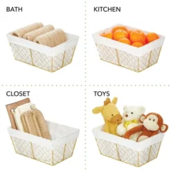 MDesign Medium Chicken Wire Storage Basket, Fabric Liner -IRIS Storage Deals Store GUEST ac11ec79 d598 4563 9f09 58a8d3c12375