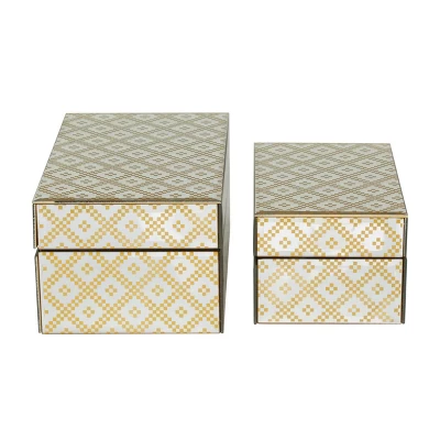 Set Of 2 Glass Geometric Box With Glass Sides Gold – CosmoLiving By Cosmopolitan 3 Set Of 2 Glass Geometric Box With Glass Sides Gold – CosmoLiving By Cosmopolitan - Image 3