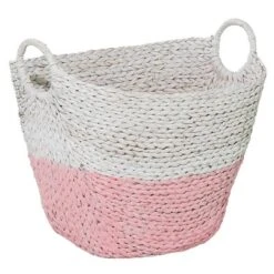 CosmoLiving By Cosmopolitan 19" X 22" X 17" Water Hyacinth Contemporary Storage Basket White