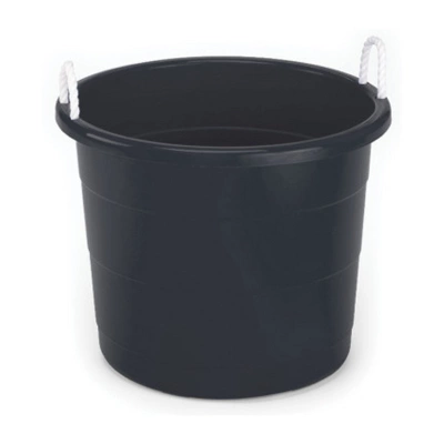Homz Multipurpose 17 Gallon Plastic Open-Top Storage Round Utility Tub With Rope Handles For Indoor Or Outdoor Home Organization, Black (2 Pack) 2 Homz Multipurpose 17 Gallon Plastic Open-Top Storage Round Utility Tub With Rope Handles For Indoor Or Outdoor Home Organization, Black (2 Pack) - Image 2
