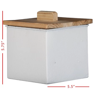 White Enamel Metal Lidded Decorative Storage Canister - Foreside Home & Garden 6 White Enamel Metal Lidded Decorative Storage Canister - Foreside Home & Garden - Image 6