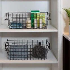 Set Of 2 Storage Bins - Basket Set For Toy, Kitchen, Bathroom, And Closet Storage - Small Shelf Organizers With Handles By Home-Complete (Brown) -IRIS Storage Deals Store GUEST ad5c54d4 b9a8 4702 b01d 0634c3a148d6