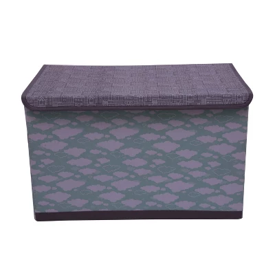 Bacati - Clouds In The City Mint//Gray Storage Toy Chest 1 Bacati - Clouds In The City Mint//Gray Storage Toy Chest
