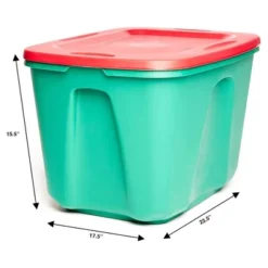 HOMZ 6618MXDC.04 18 Gallon Stackable And Nestable Heavy Duty Plastic Holiday Storage Container With 4 Way Handles, Green/Red, (4 Pack) -IRIS Storage Deals Store GUEST ae0e342d cad4 4428 b247 e1ded0a3311f