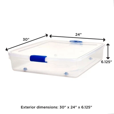 Homz 56 Qt Full/Queen Underbed Clear Plastic Latching Storage Container 3 Homz 56 Qt Full/Queen Underbed Clear Plastic Latching Storage Container - Image 3