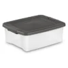 Sterilite 25 Qt ShelfTote Gray Lid Clear Base W/Gray Latches