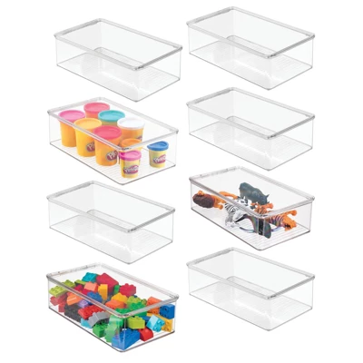 MDesign Plastic Stackable Toy Storage Bin Box With Lid, 8 Pack - Clear 11 MDesign Plastic Stackable Toy Storage Bin Box With Lid, 8 Pack - Clear - Image 11