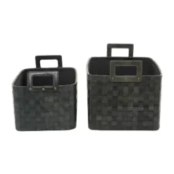 Set Of 2 Leather Storage Baskets Brown - Olivia & May -IRIS Storage Deals Store GUEST aec929e5 10e8 472c 8122 b418735466cf