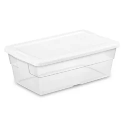 Sterilite 6 Quart Clear Plastic Stacking Storage Container Tote With White Lid For Garage, Kitchen, And Closet Organization -IRIS Storage Deals Store GUEST aeea496c e691 40e3 8ff1 911f89194f91