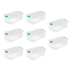 Sterilite Storage System Solution With 106 Quart Clear Stackable Storage Box Organization Containers With White Latching Lid -IRIS Storage Deals Store GUEST aef6139e 8e24 4669 917b a887d846d029