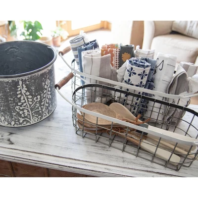 Set Of 2 Oblong Metal & Wood Handled Baskets - Foreside Home & Garden 7 Set Of 2 Oblong Metal & Wood Handled Baskets - Foreside Home & Garden - Image 7