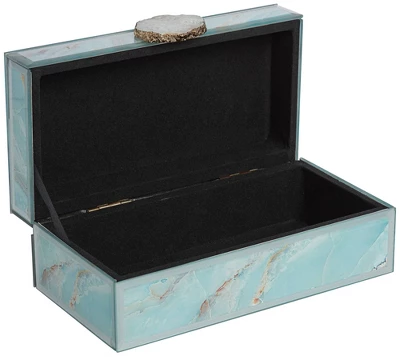 Parisian Shiny Blue Agate Glass Decorative Boxes Set Of 2 4 Parisian Shiny Blue Agate Glass Decorative Boxes Set Of 2 - Image 4